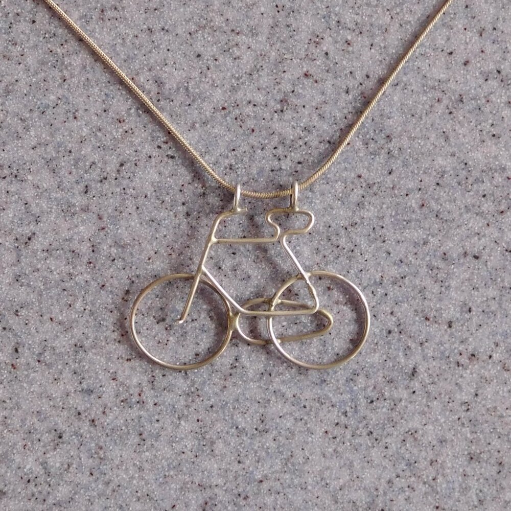 sterling silver bicycle pendant 2" x 1 1/2" (chain not included)